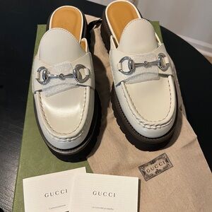 Gucci leather loafer mules